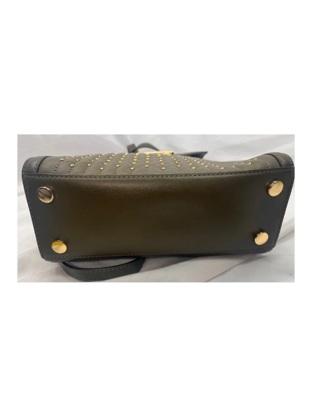Michael Kors Whitney Studded Lamb Leather Backpack Olive Gold
